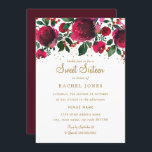 Invitación Borgoña Red Gold Floral Sweet Dieciséis cumpleaños<br><div class="desc">Más Elegante Dulce Invitaciones de Cumpleaños en la Pequeña Tienda Bayleigh!</div>