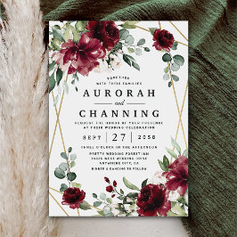 Invitación Borgoña Red Rubor Gold Geométrico Greenerenery Bod