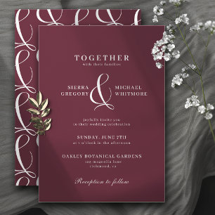 Invitación Borgoña rojo negrita Boda formal romántica en ot