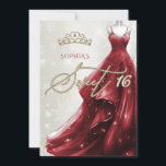 Invitación Borgoña Rojo Vestido de nieve Dulce de Invierno 16<br><div class="desc">Dorado Borgoña Rojo Vestido Snowflakes Invierno Dulce 16 Invitación</div>