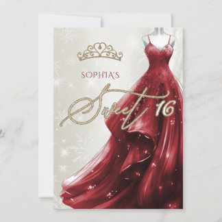 Invitación Borgoña Rojo Vestido de nieve Dulce de Invierno 16