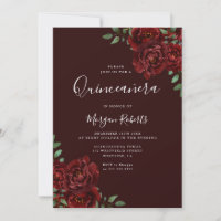 Borgoña Romántica Roses Roses Quinceanera Fiesta