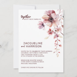 Invitación Borgoña romántica y Boda floral Rubor