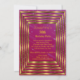 Invitación Borgoña rosa 50 cumpleaños de oro