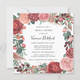 Invitación Borgoña Rosa de peonía roja floral