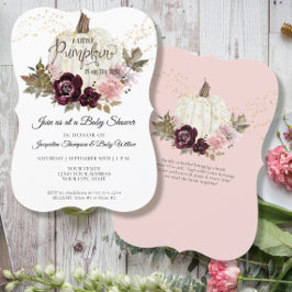 Invitación Borgoña Rosas Florales Bompkin de oro Baby Shower
