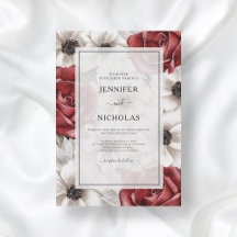 Borgoña Roses Roses Blanco Anemone Boda Floral