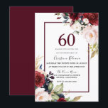 Invitación Borgoña Rubor Floral Womans Hombres 60 años<br><div class="desc">Borgoña Rubor Floral Womans Invitación a los hombres a los 60 años Ver colección coincidente en Nicho y tienda de nidos</div>