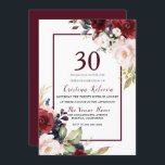 Invitación Borgoña Rubor Floral Womans Mens 30 cumpleaños<br><div class="desc">Borgoña Rubor Floral Womans Hombres Invitación a cumplir 30 años Ver colección coincidente en Nicho y tienda</div>
