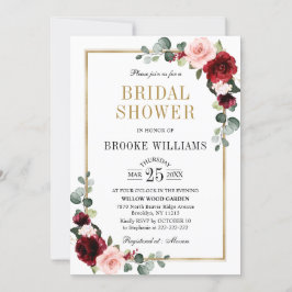 Invitación Borgoña Rubor moderna ducha de novia geométrica