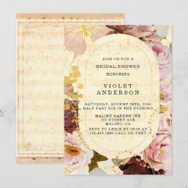 Invitación Borgoña Rubor Musical Floral Bridal Shower