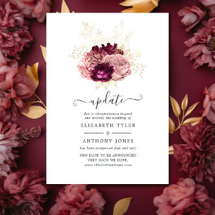 Invitación Borgoña, Rubor Pink and Gold Boda Update