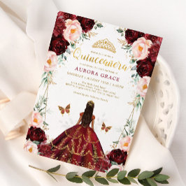 Invitación Borgoña Rubor Quinceañera Princess Mis Quince