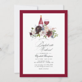 Invitación Borgoña, Rubor y Blue Wine Bachelorette Weekend