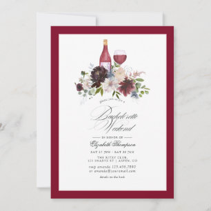 Invitación Borgoña, Rubor y Blue Wine Bachelorette Weekend