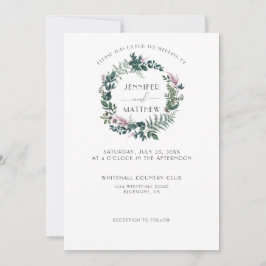Invitación Borgoña rústica y floral verde forestal|