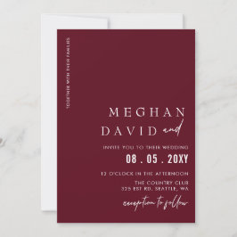 Invitación Borgoña simple elegante Boda moderno