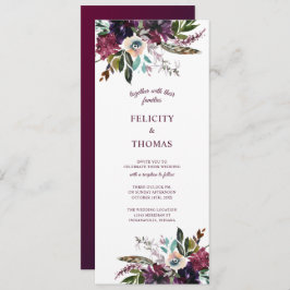 Invitación Borgoña Splendor Boho Boda Blanco Floral