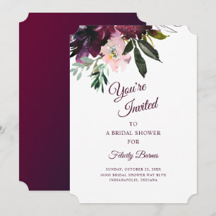 Invitación Borgoña Splendor Boho Floral Bridal Shower