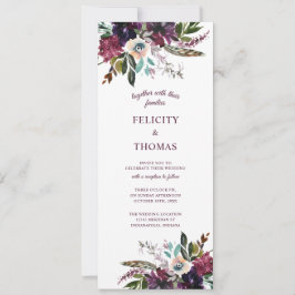 Invitación Borgoña Splendor Boho Florals Boda blanco