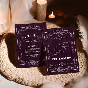 Invitación Borgoña Tarot El Boda De Los Amantes
