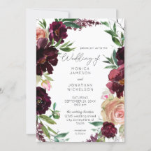 Borgoña y Boda floral rosa Rubor ligero