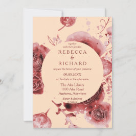 Invitación Borgoña y Boda maravilloso