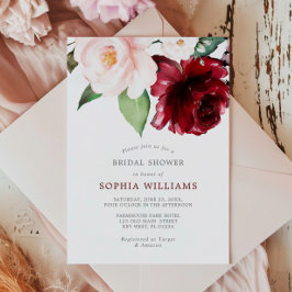 Invitación Borgoña y ducha de novia floral Rubor