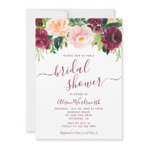 Borgoña y ducha de novia floral Rubor