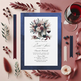Invitación Borgoña y ducha de novias Boho Floral de vino flor