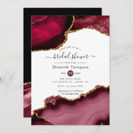 Invitación Borgoña y ducha de novias con amargo de oro