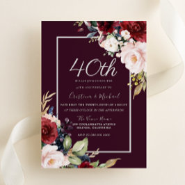 Invitación Borgoña y el 40° aniversario del Boda de Rubor