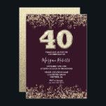 Invitación Borgoña y oro hombres mujeres 40 años Fiesta<br><div class="desc">Burgundy & Gold Mens Invitación a la fiesta de cumpleaños número 40 de las mujeres Bella Purpurina de oro Faux Confetti Invitación. Colección coincidente en Nicho y tienda Nest. Diseño Cortesía de Studio Dinamarca</div>