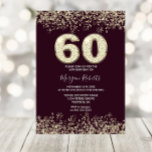 Invitación Borgoña y oro para hombres o mujeres 60 cumpleaños<br><div class="desc">Burgundy & Gold Mens o Womans 60th Birthday Party Invitation Hermosa Faux Gold Purpurina Confetti Invitación. Colección coincidente en Nicho y tienda Nest. Diseño Cortesía de Studio Dinamarca</div>