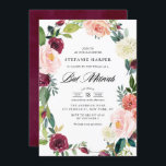 Invitación Borgoña y Rubor Floral Wreath Fall Bat Mitzvah<br><div class="desc">Invite a su familia y amigos a su evento con esta invitación de mitzvah de murciélago floral. Presenta una corona floral acuarela de borgoña, ondulada, rosas, mamáes y otras flores con acento follaje. Esta invitación floral es perfecta para mitzvahs de murciélago otoño o otoño. Personalice agregando nombres, fecha, hora, lugar...</div>