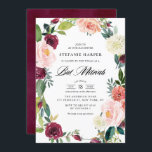 Invitación Borgoña y Rubor Floral Wreath Fall Bat Mitzvah<br><div class="desc">Invite a su familia y amigos a su evento con esta invitación de mitzvah de murciélago floral. Presenta una corona floral acuarela de borgoña, ondulada, rosas, mamáes y otras flores con acento follaje. Esta invitación floral es perfecta para mitzvahs de murciélago otoño o otoño. Personalice agregando nombres, fecha, hora, lugar...</div>