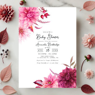 Invitación Borgoña y Rubor otoño-otoño floral Baby Shower