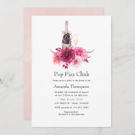 Invitación Borgoña y Rubor Pop Fizz Clink ducha de novia