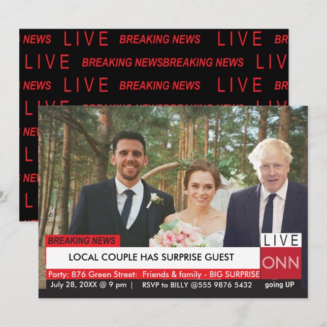 Invitación Boris Johnson BODA GUEST Funny TV News (Anverso / Reverso)