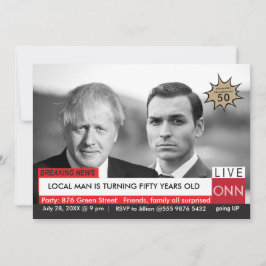 Invitación Boris Johnson Funny TV News 50 cumpleaños