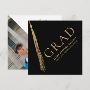 Invitación Borla de graduación de oro con foto de graduación