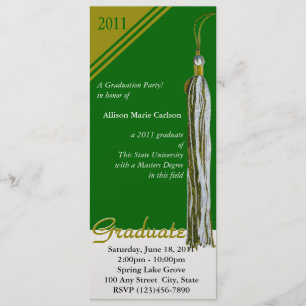 Invitación Borla de graduación/ dorado y verde