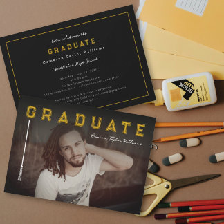 Invitación Borla de Línea Simple Fotos de Graduado Fiesta de
