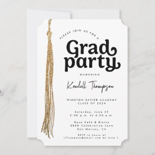 Invitación Borla dorada Fiesta de Graduación moderna