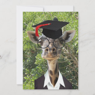 Invitación Borla graduada del rojo de la jirafa