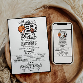 Invitación Born 2 Ball Sports Themed Boy 2nd Birthday Party
