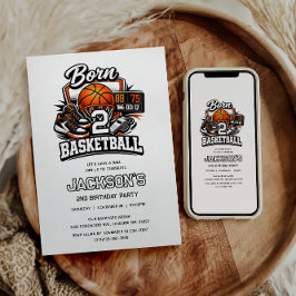 Invitación Born 2 Basketball Sports Themed Boy 2nd Birthday 