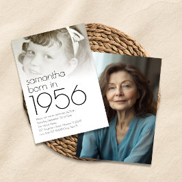 Invitación Born in 1956 Overlay 2 Photos 70th Birthday Party