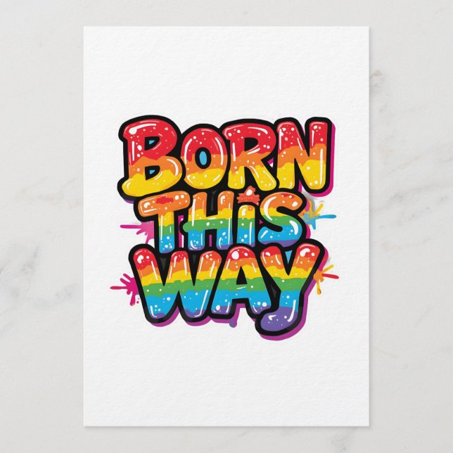Invitación Born This Way – Bold Rainbow Pride Quote for LGBTQ (Anverso)