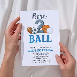 Invitación Born To Ball Sports Second Birthday